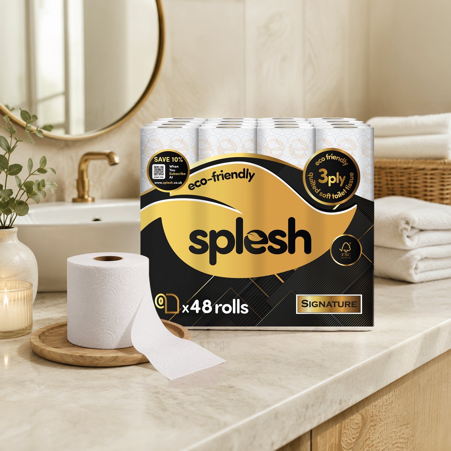 Splesh Toilet Roll Signature Scented 48 Rolls|Quilted 3-Ply Soft Toilet Paper