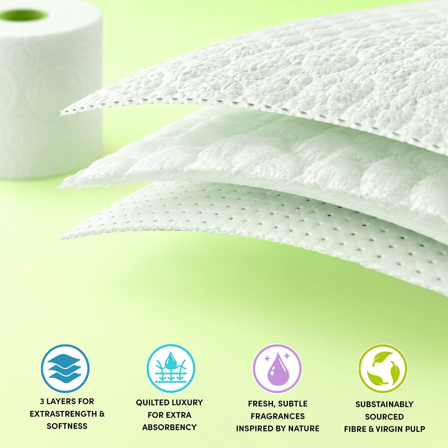 Splesh Toilet Roll Soft & Quilted 3-Ply AloeVera Scented Toilet Tissue, 48 Rolls
