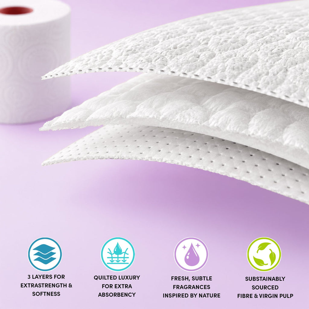 Splesh Toilet Roll, Soft & Quilted Eco-Friendly Lavender, 36 Rolls