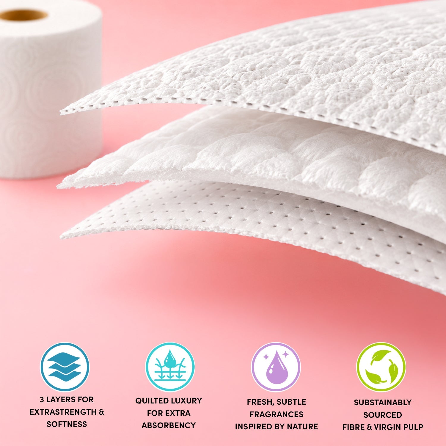 Splesh Quilted Toilet Roll Luxury Watermelon 3-Ply Soft Toilet Paper, 48 Rolls