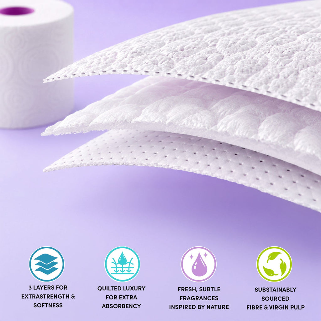 Splesh Quilted Luna Bloom 3-Ply Luxury Scented Toilet Tissue Paper, 60 Rolls