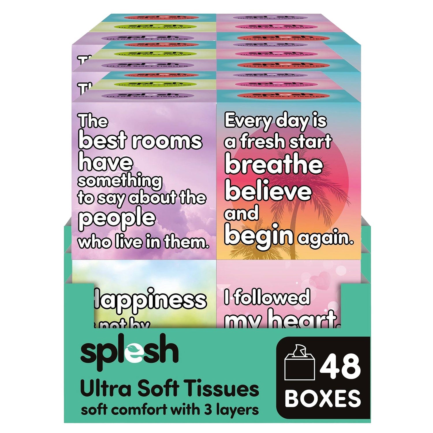 Splesh Ultra Soft Tissues, 48 Cube Boxes (2,688 Total) Bulk Pack