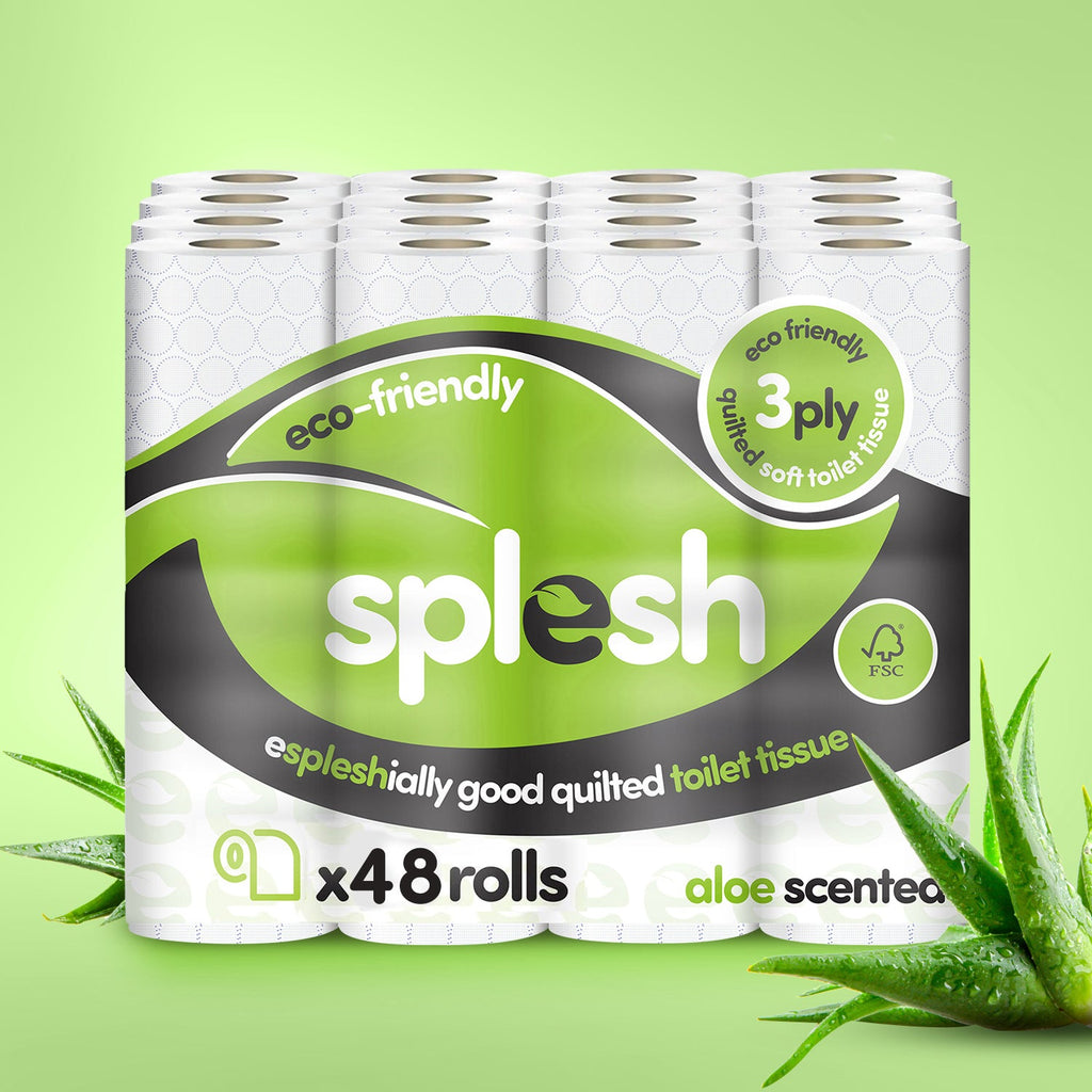 Splesh Toilet Roll Soft & Quilted 3-Ply AloeVera Scented Toilet Tissue, 48 Rolls