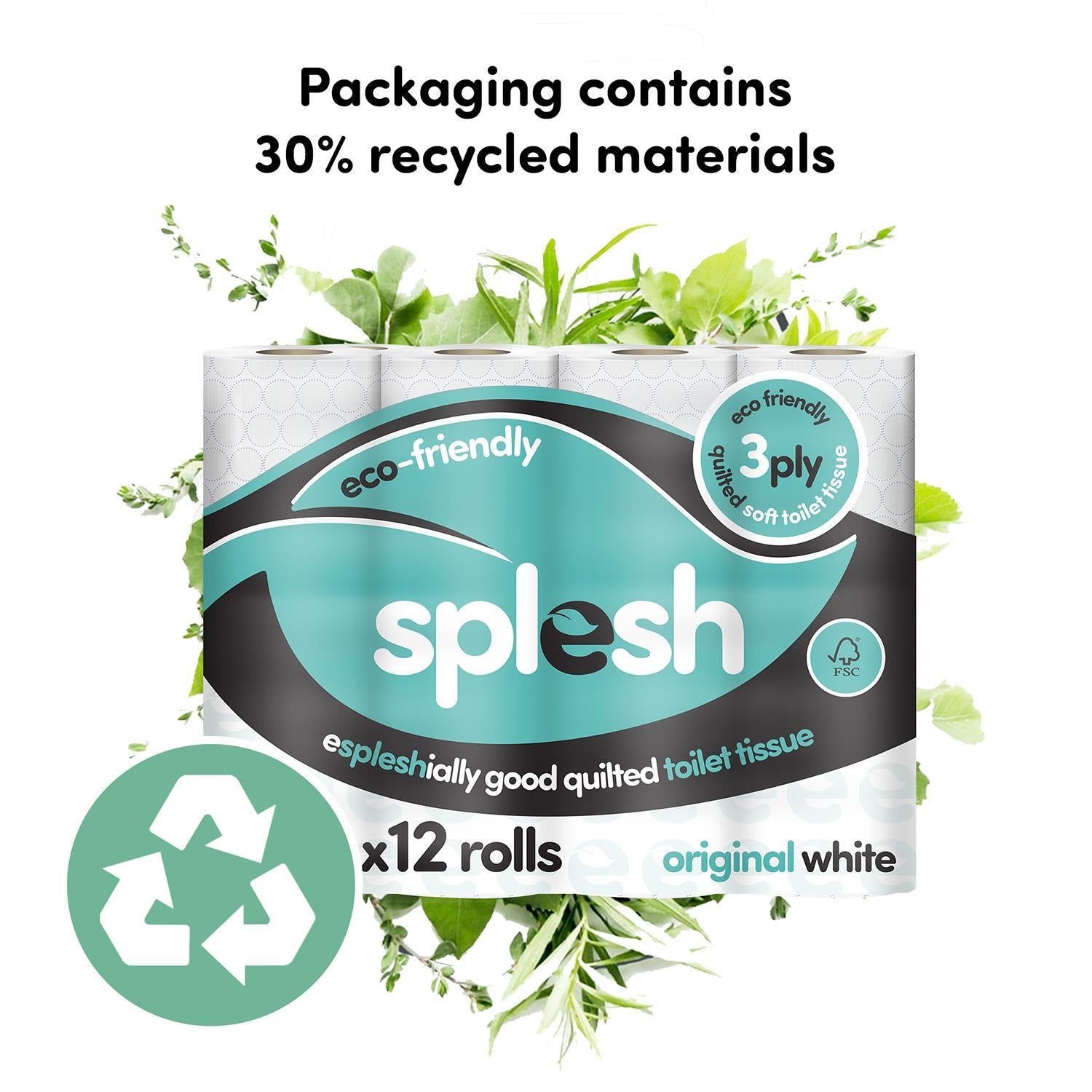 Splesh Toilet Roll Quilted White 12 Rolls, Culina Kitchen Towel 3 Rolls with Ultra Soft Tissues 1 Cube