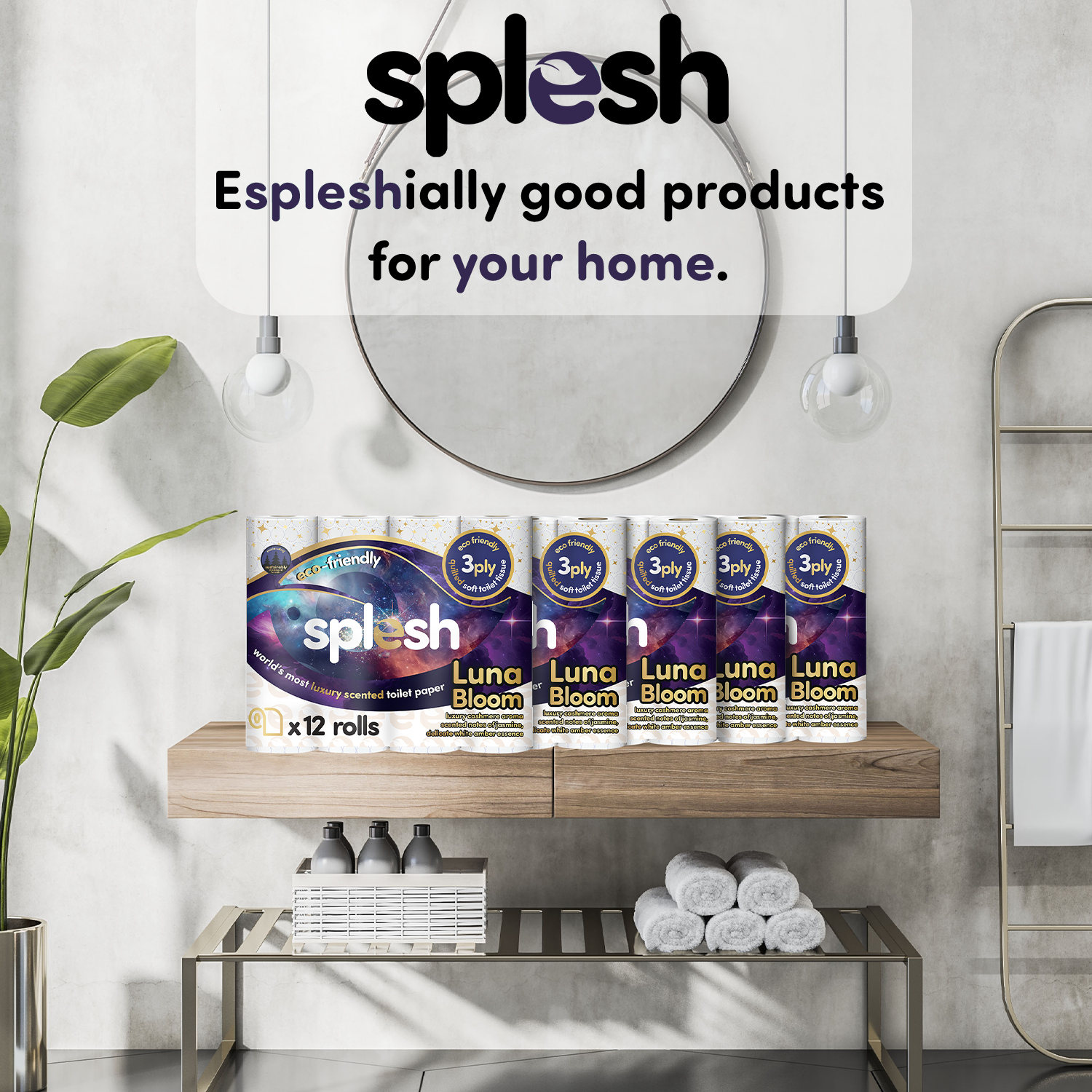Splesh Quilted Luna Bloom 3-Ply Luxury Scented Toilet Tissue Paper, 120 Rolls