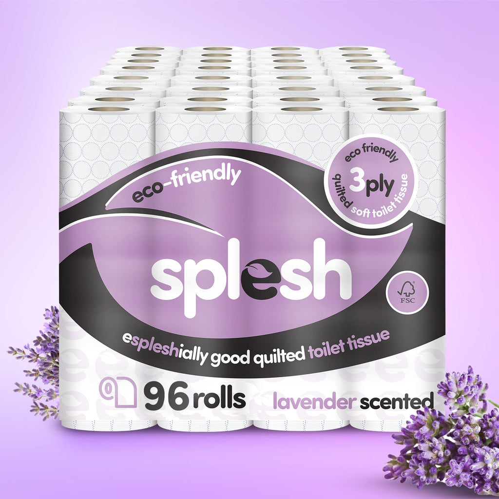 Splesh Toilet Roll, Soft & Quilted Eco-Friendly Lavender, 96 Rolls