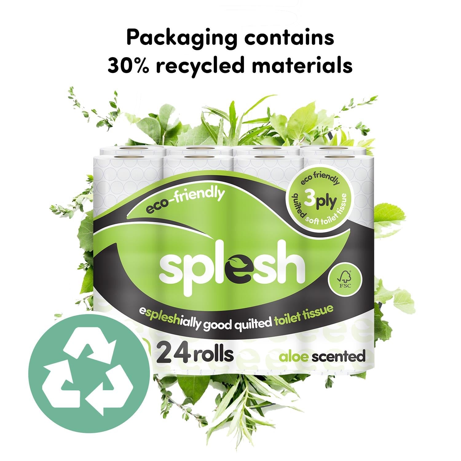 Splesh Soft & Quilted White, Lavender Aloe Vera or Lemon Toilet Tissue 24 Rolls