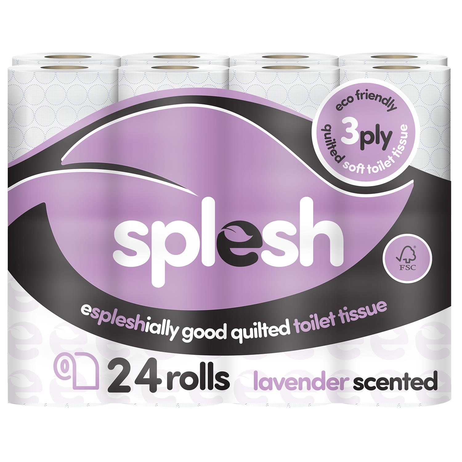 Splesh Soft & Quilted White, Lavender Aloe Vera or Lemon Toilet Tissue 24 Rolls
