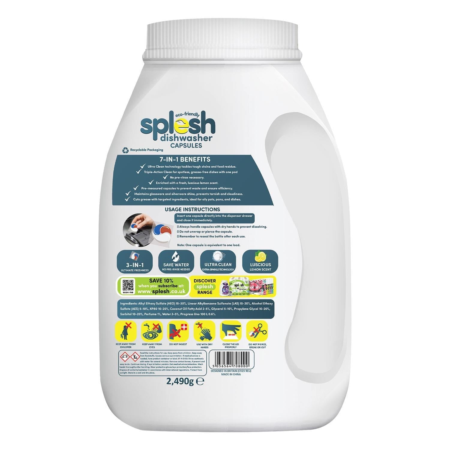 Splesh Cleaning Bundle of 3-in-1 Dishwasher 150 Capsules & Laundry 140 Capsules